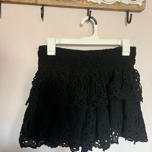 Free people Black Eyelet Mini Skirt